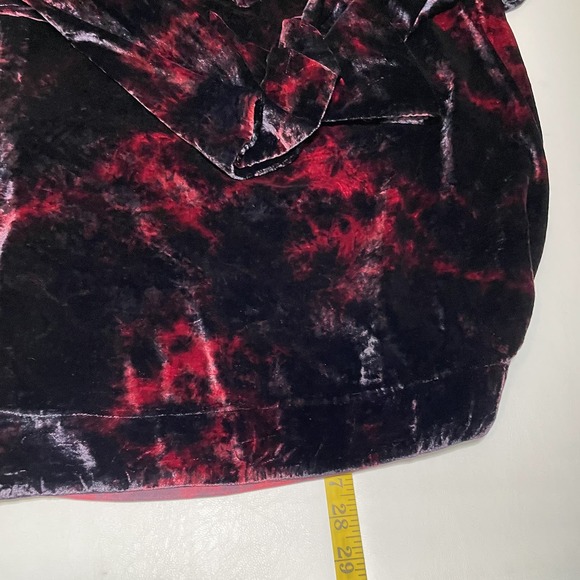 Kyla Seo Silk Blend Velvet Top Black Red Handmade V-Neck Pullover - Picture 13 of 13